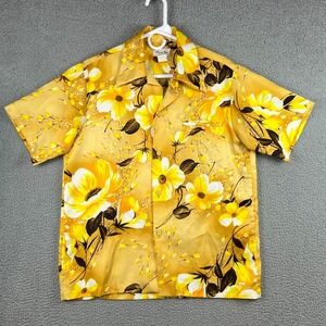 Vintage Hawaii Nei Honolulu Hawaiian Shirt Yellow Floral Short Sleeve‎ Size M